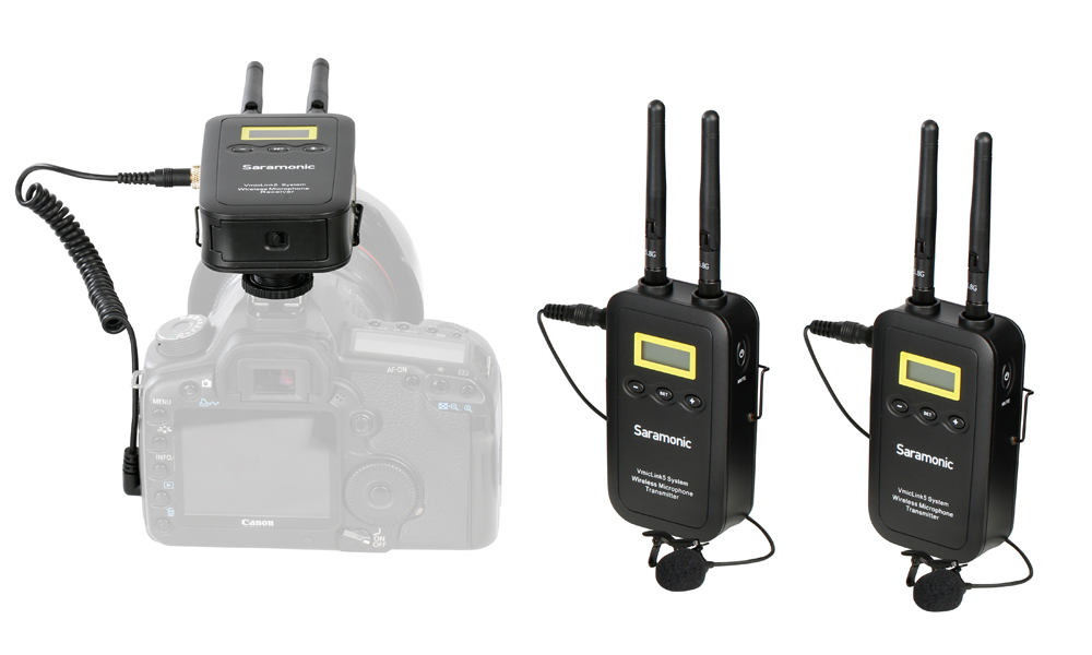 картинка Saramonic VmicLink5 RX+TX+TX цифровая радиосистема с 2 передатчиками и 1 приемником от магазина фотооборудования Фотошанс